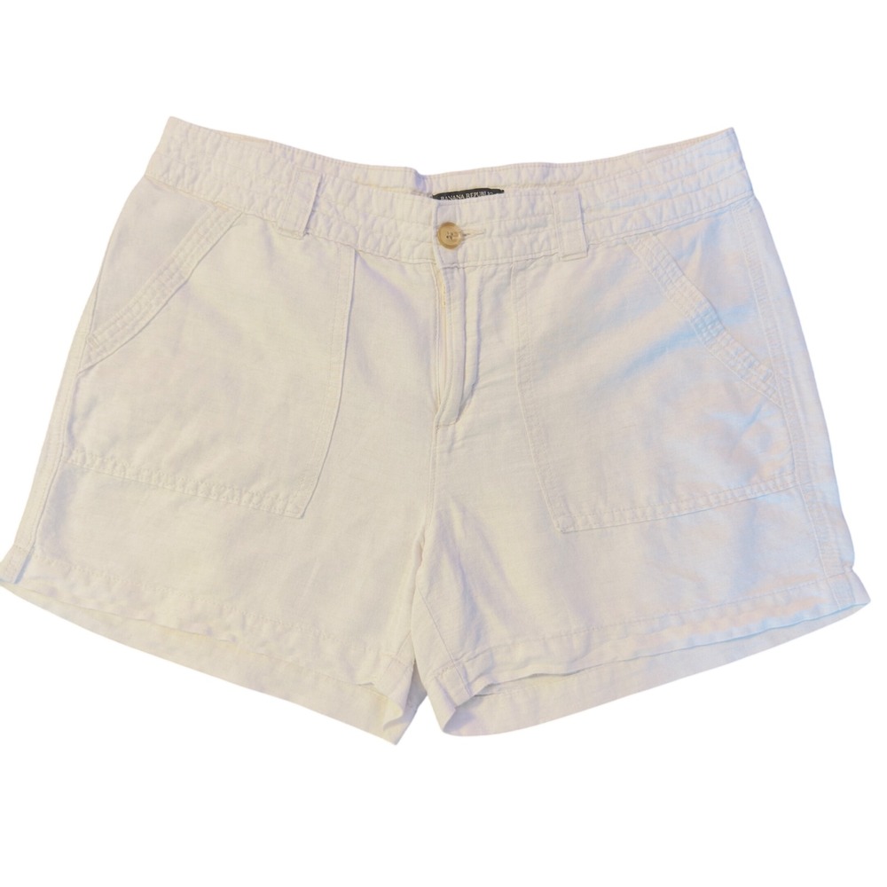 271 | Banana Republic Women 12 Linen Blend Utility Pocket Shorts White